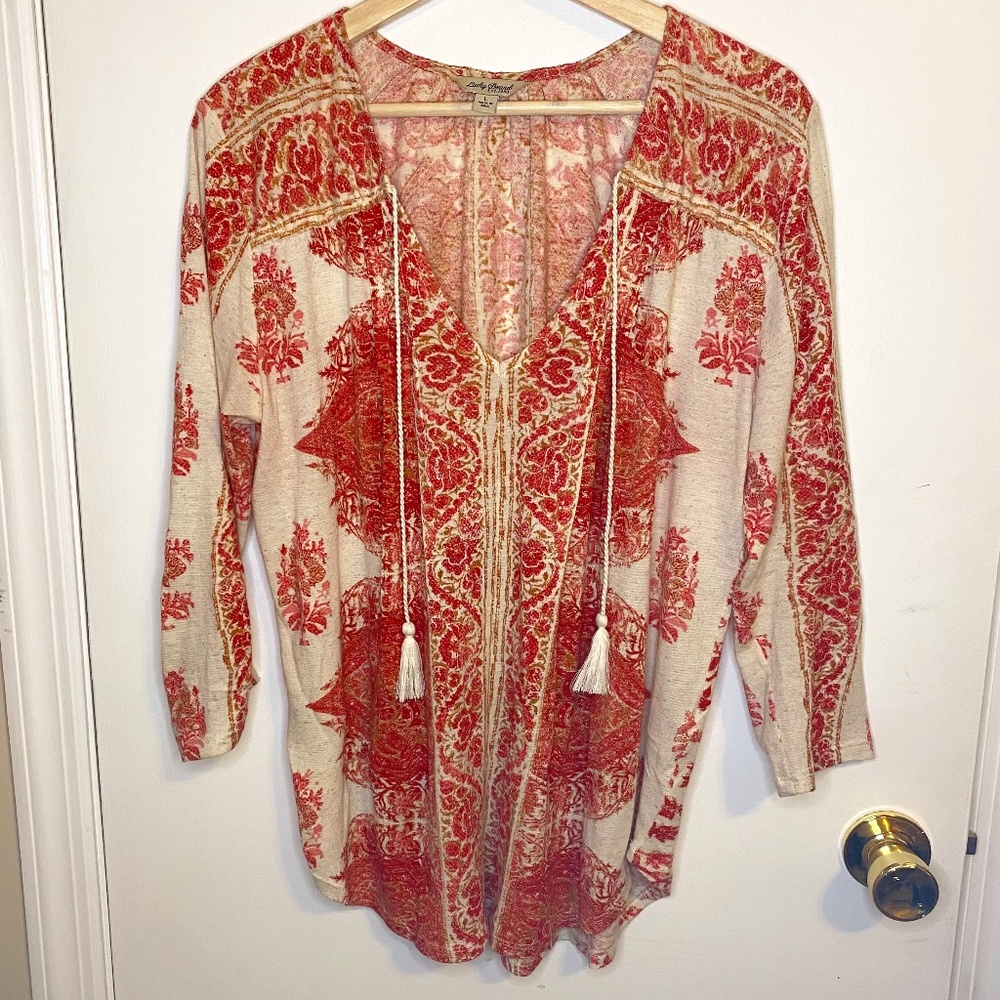 Really pretty lucky brand red/white tunic L